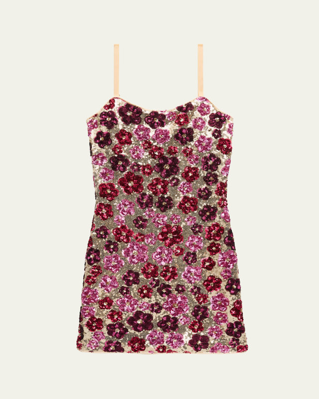 Girl's Tween Floral Sequin Dress, Size S-